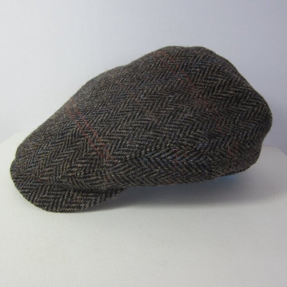 NEW Wigens 7 5/8" NWT Harris Tweed Newsboy Brown Herringbone Size 61 Insulated - Picture 1 of 14